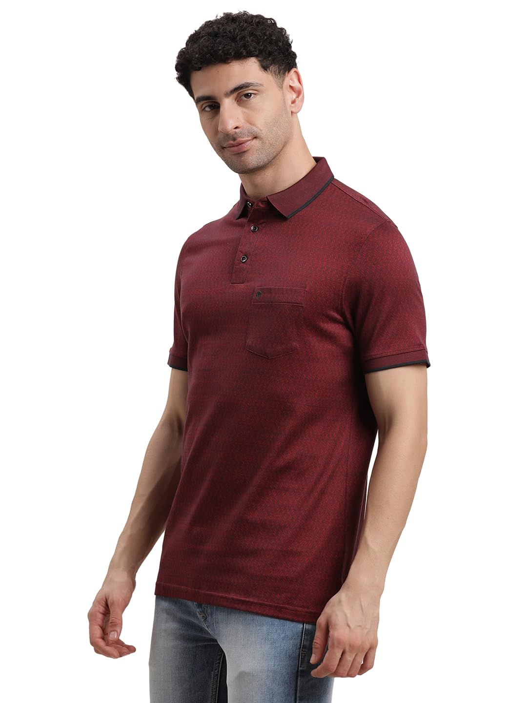 Turtle Men 100% Cotton Slim Fit Dobby Maroon Polo T-Shirt