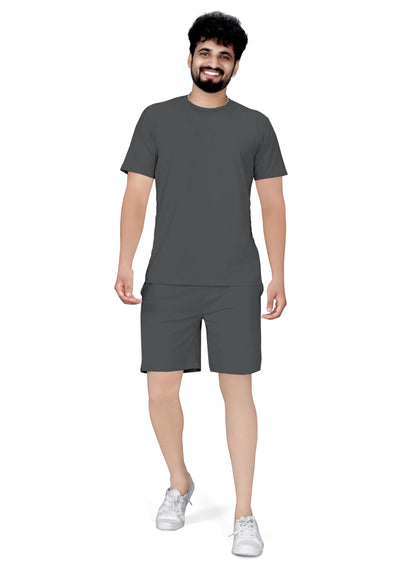 ELLITI Cotton Blend Casual Round Neck Half Sleeve Oversized Co-ord Set Mens, Pyjama Set, Sleepwear Loungewear T-Shirt and Short