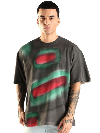 ADRO Trendy Oversized Baggy Fit Drop Shoulder Tshirt in Tie & Dye Style | French Terry Cotton Heavy Fabric Crew Neck T Shirt for