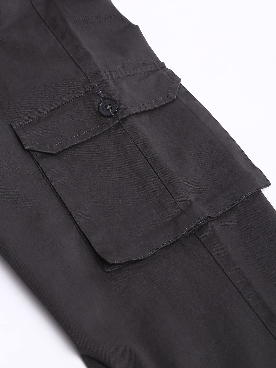 Dennis Lingo Solid Cotton Mens Casual Cargo Pant, Tapered Fit, Mid Rise, Ankle Length, Multi-Pocket Drawstring Stretchable Carg