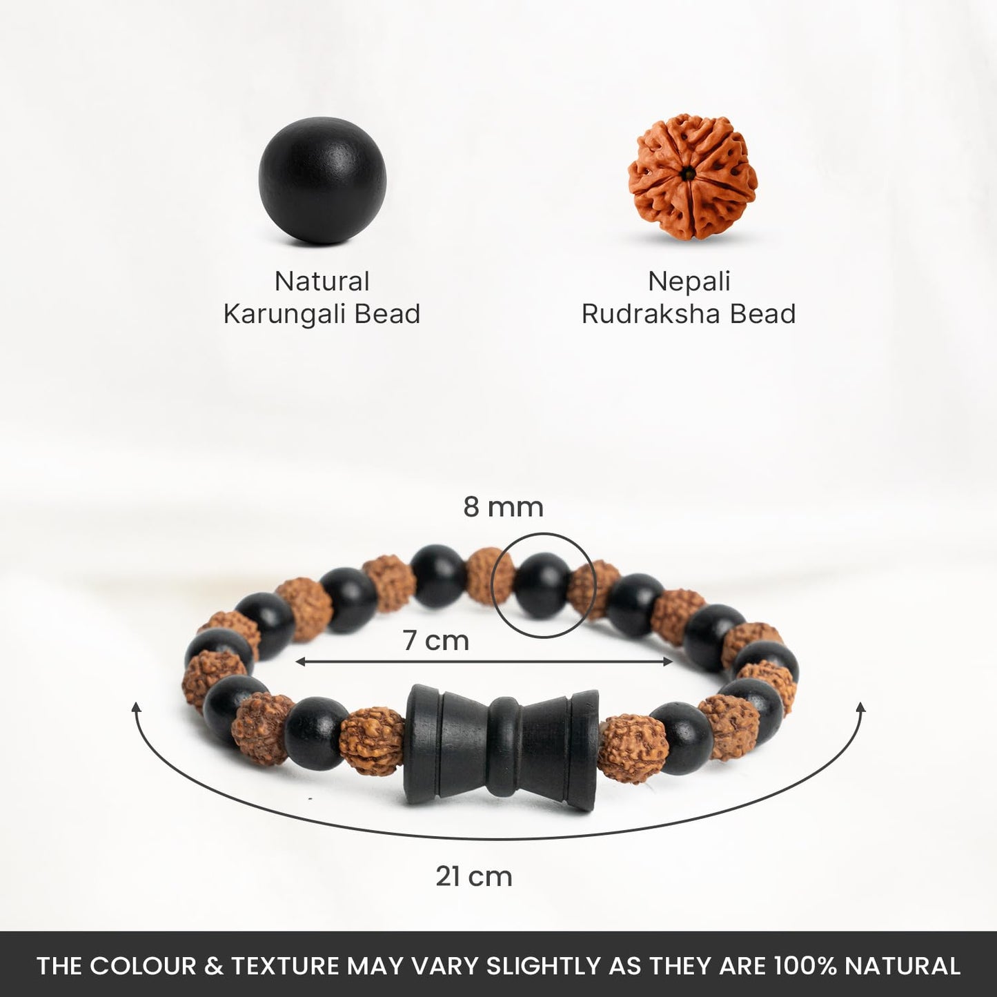 Astrotalk Karungali Rudraksha Damru Bracelet | Original 5 Mukhi Rudraksha and Karungali Beads | Shields From Evil Eye, Brings Peace & Focus | Bracelet for Man and Woman | Gift for Man & Woman