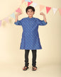 Fabindia Blue Cotton Silk Blend Woven Long Kurta