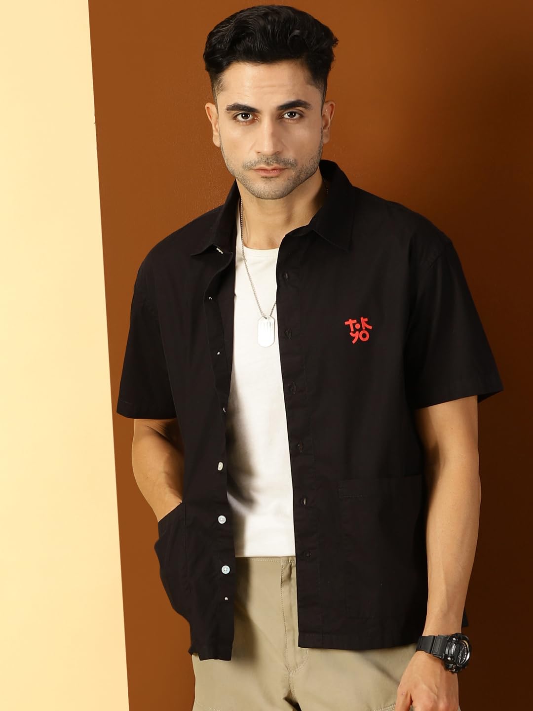 Thomas Scott Mens | Classic | Boxy Fit | Short Sleeves | Spread Collar | Solid | 2 Pockets | 100% Cotton | Casual | Shirt (TS12
