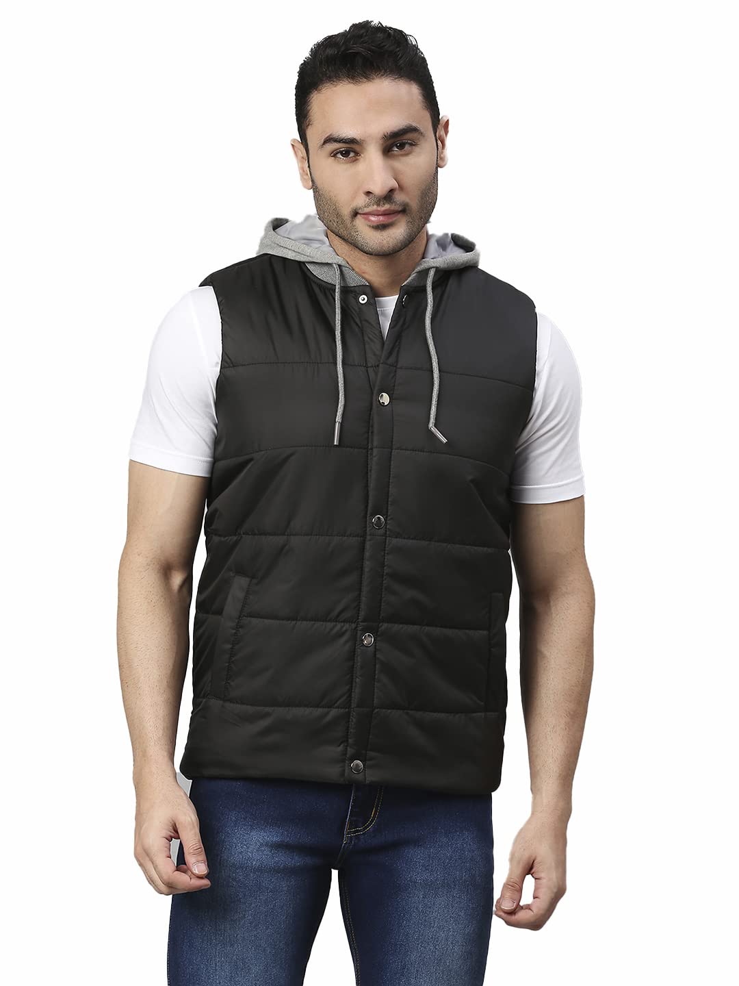 Dennis Lingo Color Block Polyester Regular Fit Full Sleeves MenS Hooded Puffer Jacket With 2 Pockets - Lightweight Casual Winte