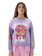 The Souled Store Devil Soul Women and Girls Long Sleeve Round Neck Purple Graphic Print Oversized Fit Sweatshirts