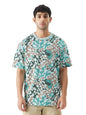 The Souled Store Blue Ripples Men and Boys Round Neck Short Sleeve All Over Print Cotton Oversized Fit T-Shirts