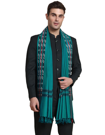 Weavers Villa Mens Acro Wool Blended Shawl - Handloom Border Pattern - Stoles for Men - Gents Shawls - Soft & Warm Wrap - Ideal