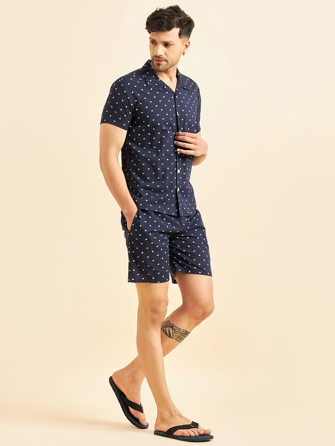 Sweet Dreams Men Prined Front Open Cords Set