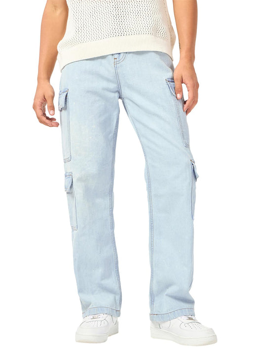 Bewakoof Mens Washed Baggy Fit Cotton Jeans_657459_Blue_30