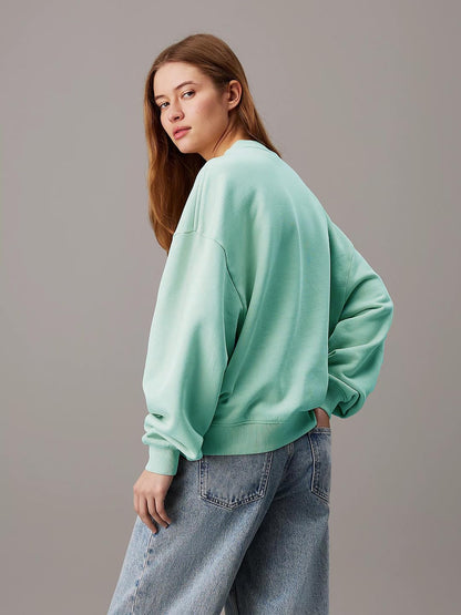 Kotty WomenS Fleece Sweatshirt Solid Pattern With Classic Round Neck(Green,S)