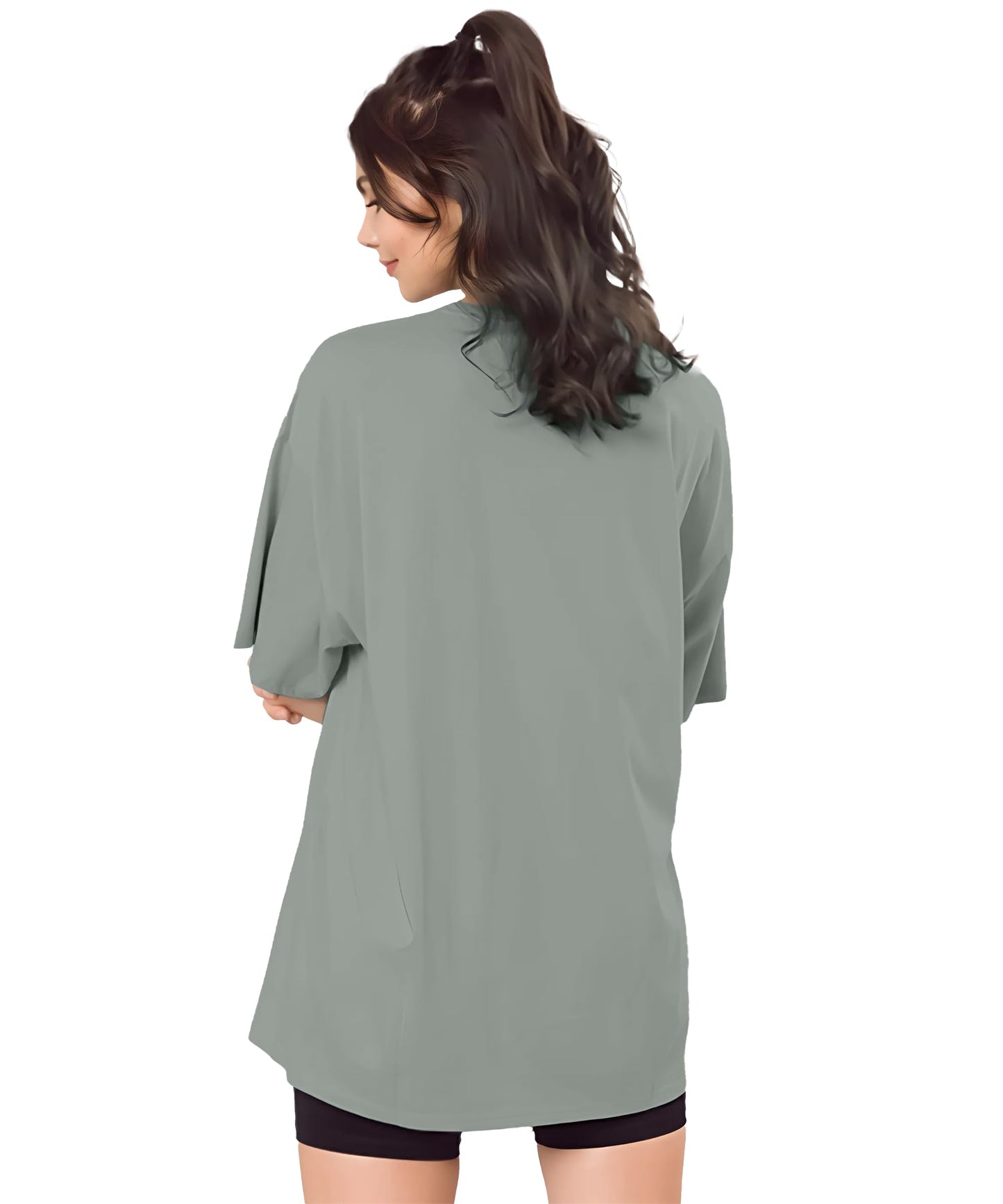 SHODOX Womens Cotton Blend Oversized Drop Shoulder Solid T-Shirt(Pack of 1)