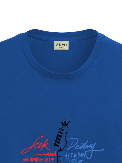 ADRO Guitar Design Printed T-Shirt for Men - 100% Cotton, Regular Fit, Soft Breathable Fabric | RN23-M-GTR-RB