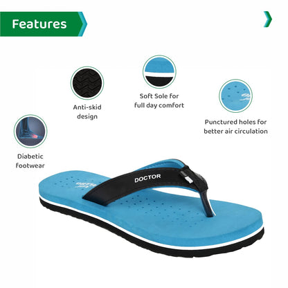 ORTHO JOY Extra Soft Orthopedic Slippers for Women, Size 6 UK, Sea Blue, Comfortable Fit for Everyday Use