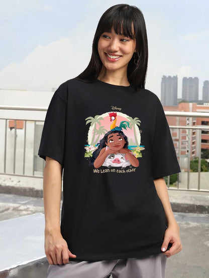 Juneberry 100% Pure Cotton Oversized Baggy Fit Official Disney Merchandise Cool & Goofy Graphic Printed T-Shirt For Women (Os_Ds