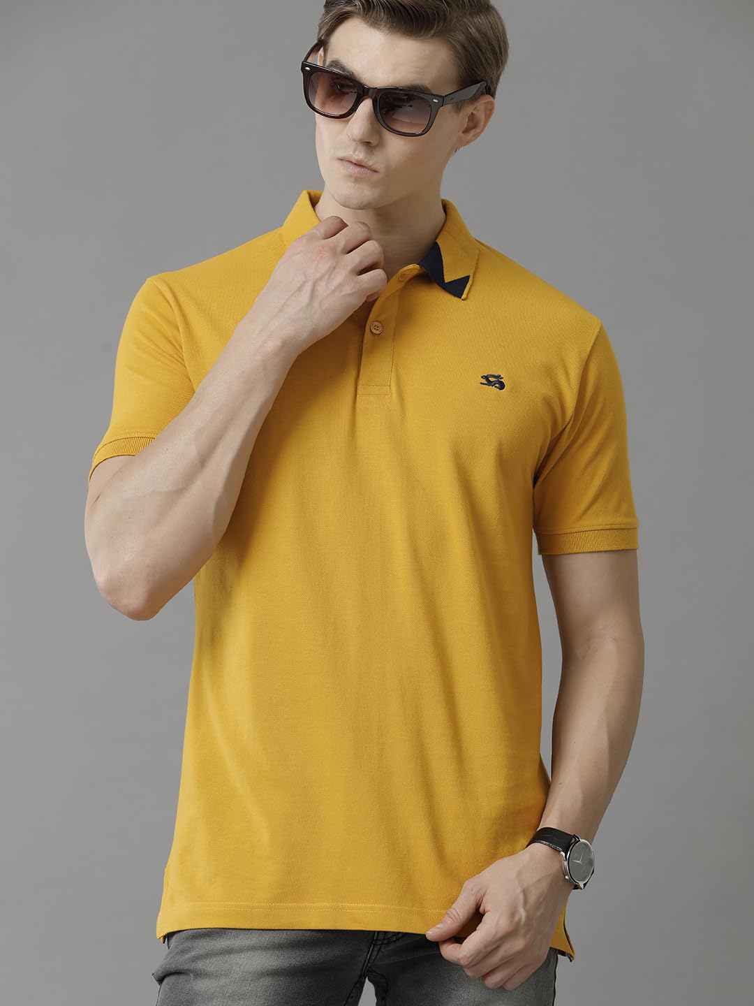 ADRO Premium Cotton Polo for Men (P23-H-PLN_Mustard)