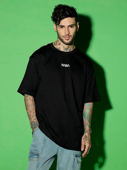 Bewakoof Mens Universal Astro Graphic Printed 100% Cotton T-Shirt - Oversized Fit, Round Neck, Half Sleeves