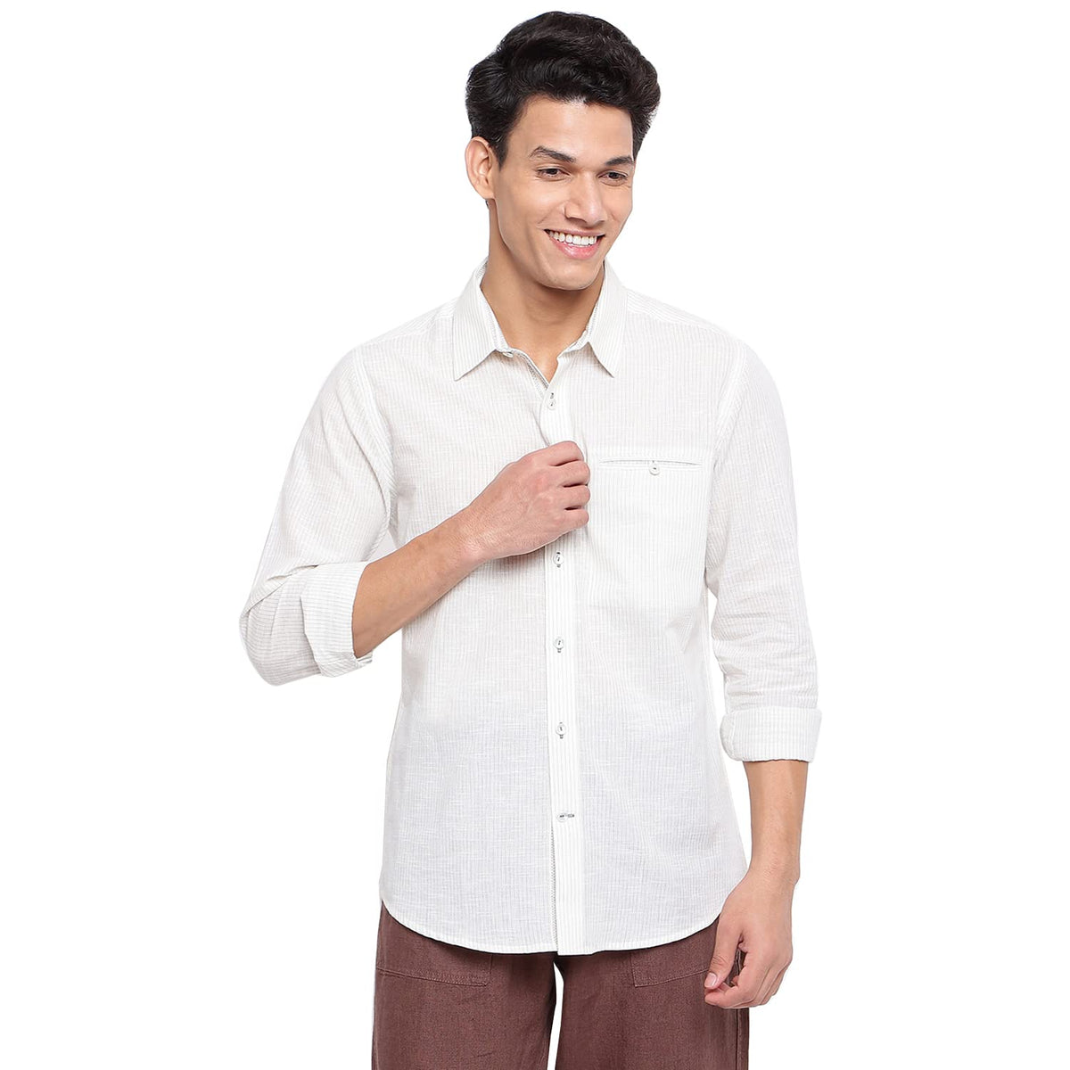 Fabindia Men Regular Collar Casual Shirt Cotton_S White