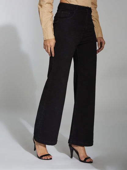 Miss Chase WomenS Wide Leg High Regular Stretchable Denim Pant (Mcss24Den13-06-187-30, Green, 30)