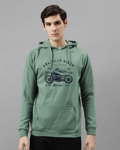 ADRO Mens Cotton Blend Neck Hooded Sweatshirt (H24-AME-PT_Pista