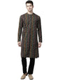 See Designs Men Black and Gold Kalamkari Block Printed Straight Sustainable Kurta