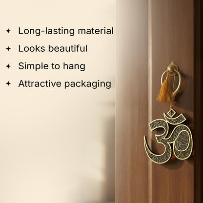 Astrotalk Pyrite Om Wall Hanging 13x13cm | Vastu Wall Decor Item with Natural Pyrite Stone | For Wealth, Protection & Positive Energy | Home Decor for Living Room, Bedroom & Mandir