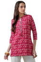 Soch Womens Fuchsia Rayon Botanical Print Tunic with Mirror Work