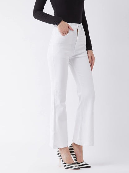 Miss Chase WomenS White Bootcut High Rise Regular Stretchable Denim Jeans (Mcaw21Den10-86-82-26, White, 26)
