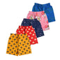 T2F Girls Cotton Printed Shorts(Pack of 5)