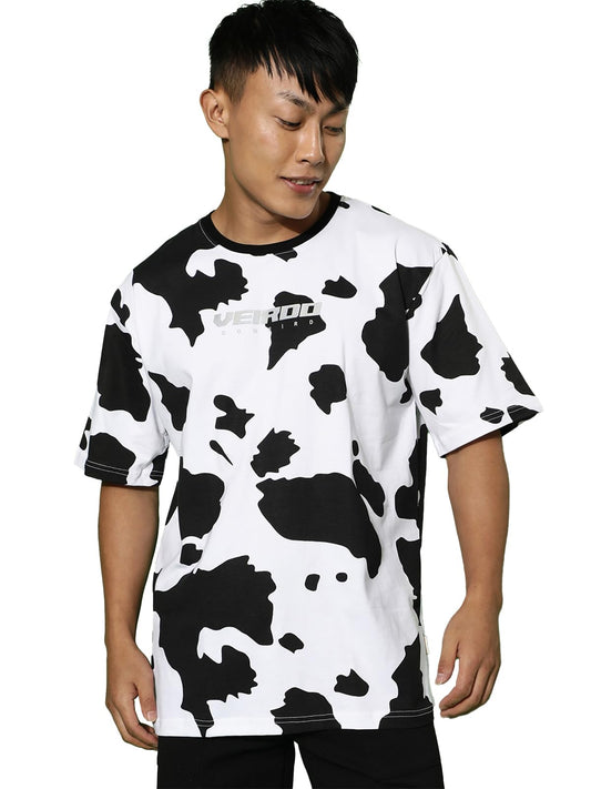 Veirdo Mens Cotton Oversize Baggy Fit Short Sleeve All Over Animal Printed T-Shirt