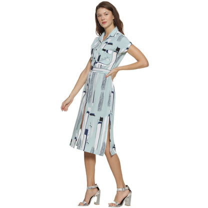 Campus Sutra Women Abstract Print A-Line Dress With Patch Pocket(Suaz_Dresabs01_W_Pln)