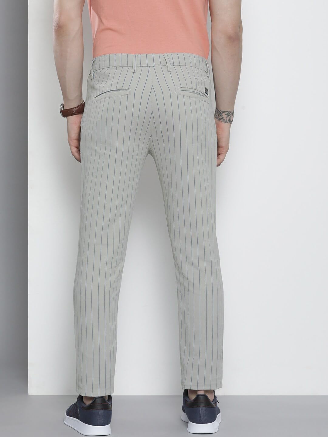 The Indian Garage Co Men Slim Fit Striped Mid-Rise Stretchable Chinos