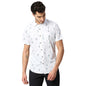 Thomas Scott Mens Printed Slim Fit 100% Cotton Casual Shirt with Spread Collar and Half Sleeve White