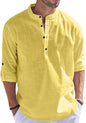 Hemrin Men Solid Cotton Blend Straight Kurta Shirt Yellow