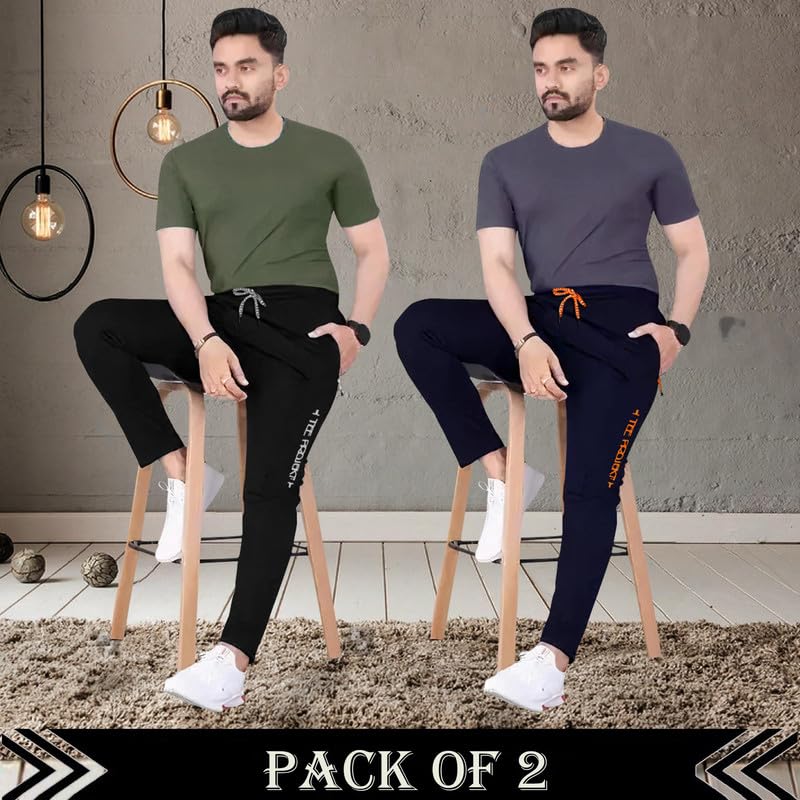 Tee Projekt Lycra Combo Soild & Zippered Pockets Style Regular Fit Track Pant for Men Jogger, Gym Wear, Yoga