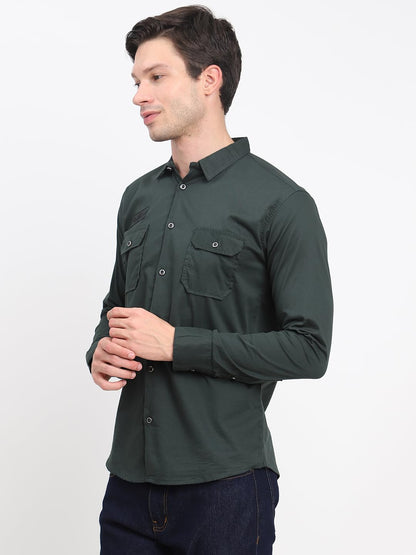 Shasmi Mens Double Pocket Cotton Shirt | Formal | Office Wear | Plain | Full Sleeve - Slim Fit Shirt for Men | Shirt for Men |