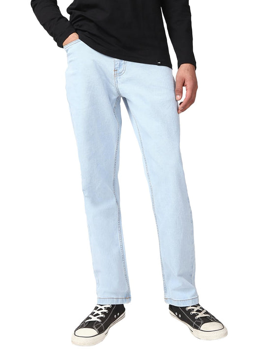 Bewakoof Mens Washed Regular Fit Denim Jeans_654892_Blue_38
