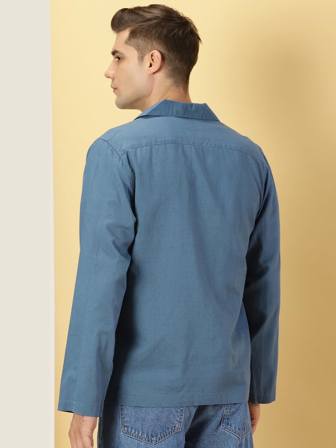 Thomas Scott Oversized Linen Double Pocket Solid Shirts for Mens Teal