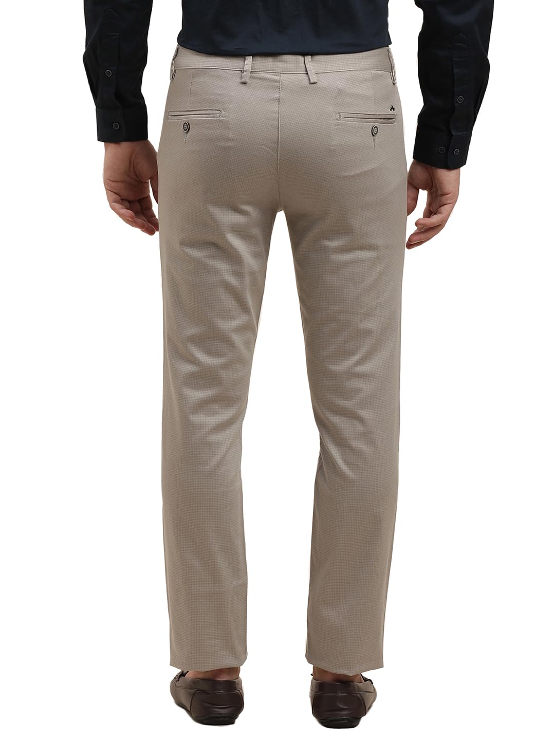 Turtle Men Cotton Stretch Printed Ultra Slim Fit Grey Casual Trouser