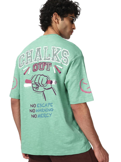 Bewakoof Air 1.0 Mens Graphic Print Oversized Fit Half Sleeve Round Neck Cotton Slub T-Shirt_681693_Green_M