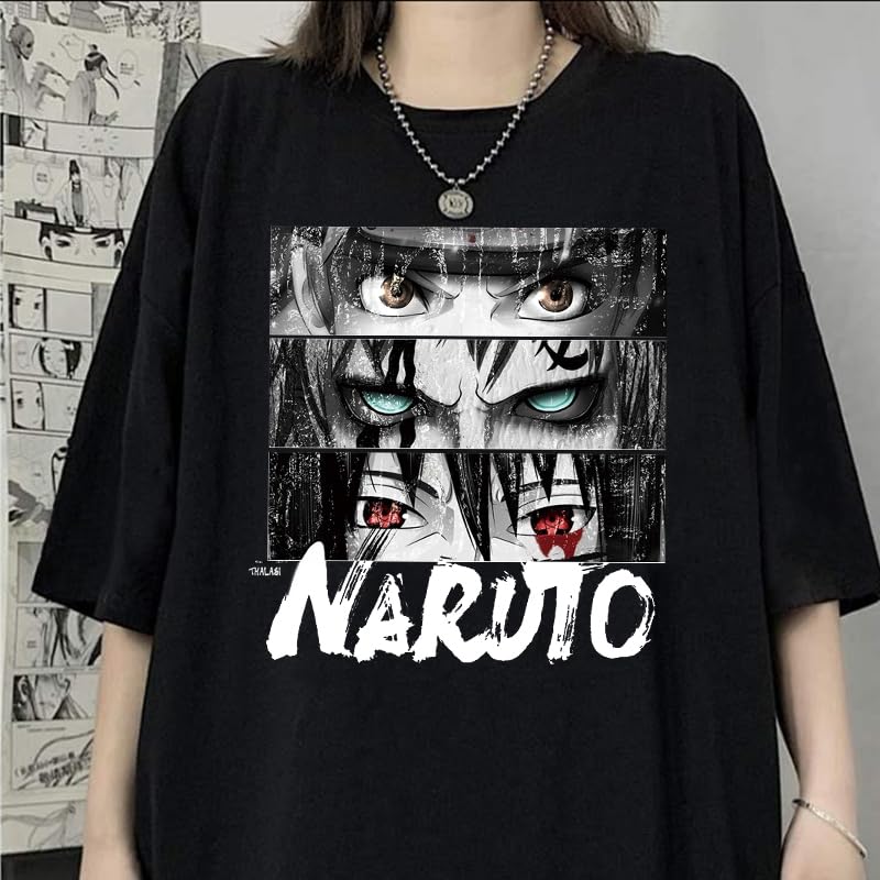 Thalasi Oversized Naruto T-Shirt For Women: Black, Loose Fit, Anime Graphic | Rock Your Inner Ninja (Like Boho & Korean Style Te