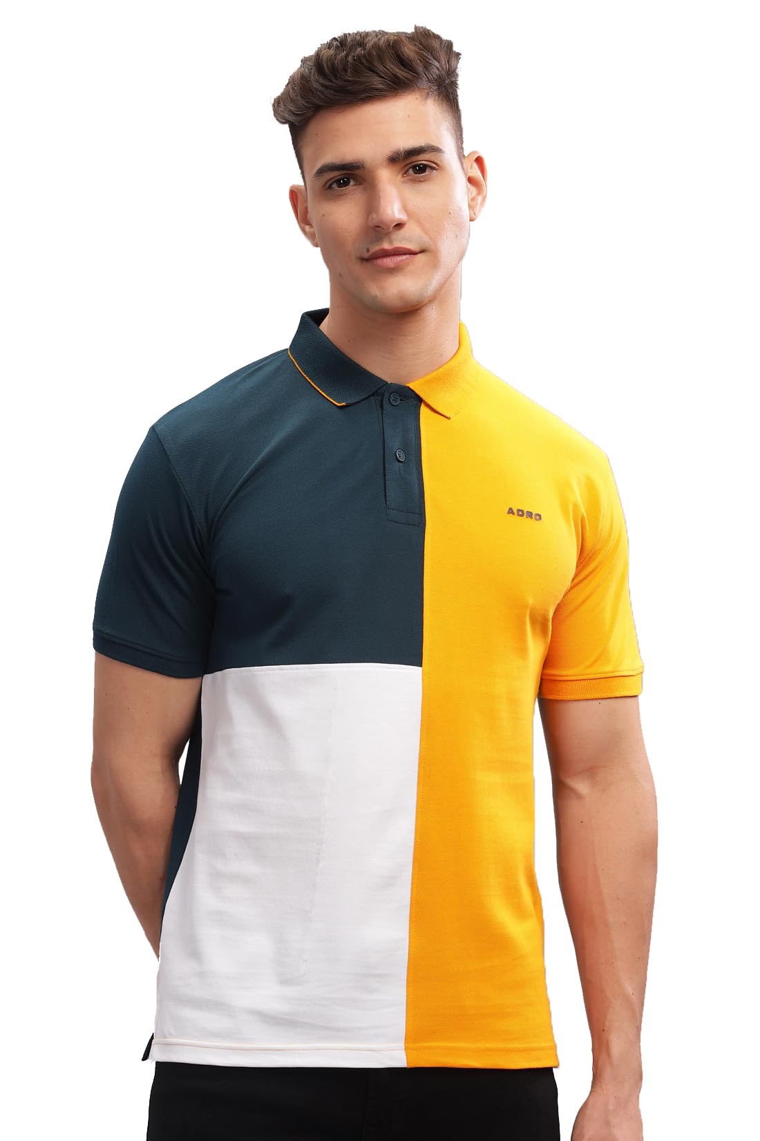 ADRO Regular Fit Polo Tshirt in 100% Cotton Multi Color Polo Also in Plus Size_PN24-L1-SBMUWH
