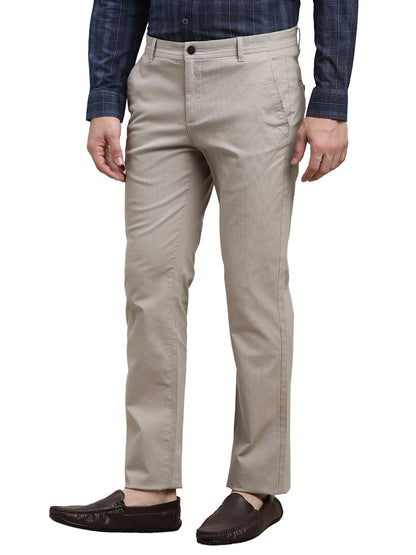 Turtle Men Cotton Stretch Ultra Slim Fit Printed Grey Melange Flat Front Casual Trouser || Pant || Mens Trouser