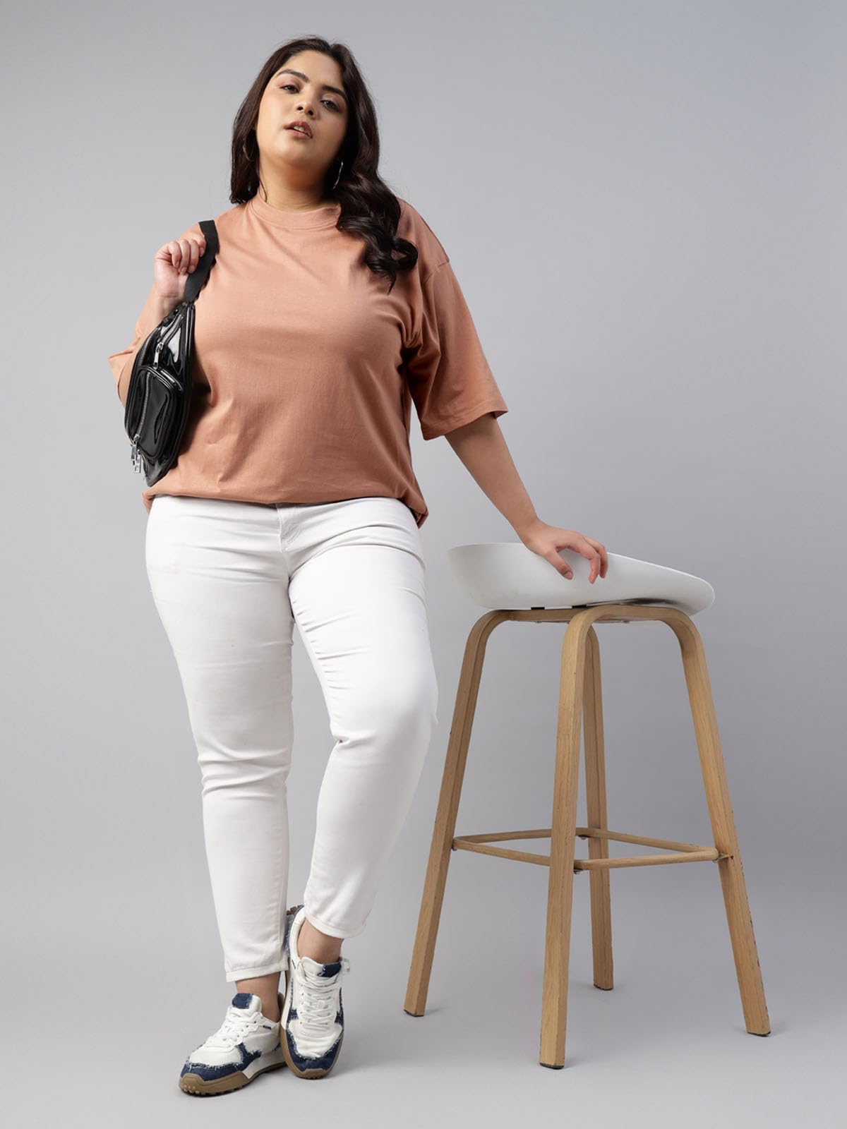Juneberry 100% Pure Cotton Oversized Baggy Fit Drop Shoulder Solid Core Plus Size T-Shirt Combo For Women (Pack Of 2) (Po2_Jb_Ps