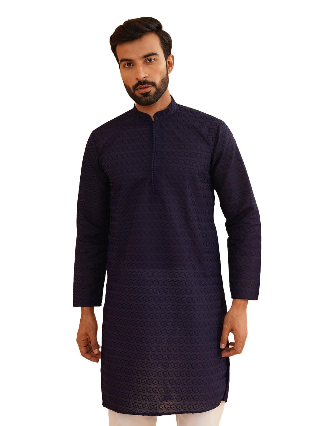 SOJANYA (Since 1958 Festive Heritage Elegant Chikankari Navy Kurta for Men