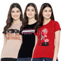 Preneum Womens Cotton Regular Fit Latest Graphic Stylish Printed Short Sleeves Casual T-Shirt || Trending & Styles (Pack 3), Br