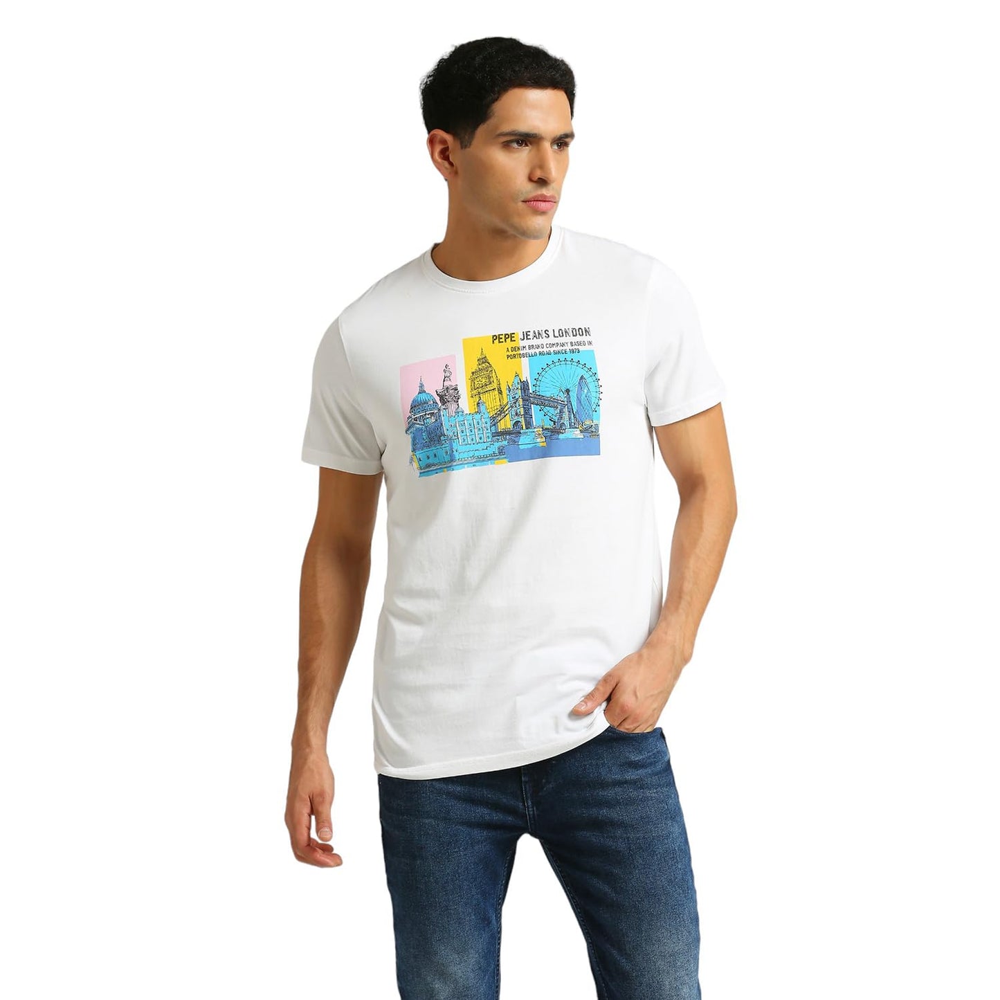Pepe Jeans MenS Cartoon Slim Fit T-Shirt (Pm509664_White