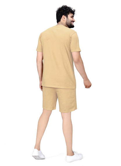 ELLITI Cotton Blend Casual Round Neck Half Sleeve Oversized Co-ord Set Mens, Pyjama Set, Sleepwear Loungewear T-Shirt and Short