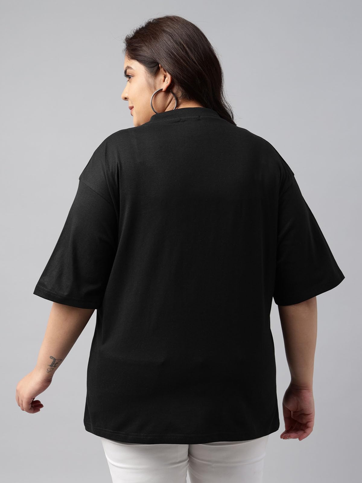 Juneberry 100% Pure Cotton Oversized Baggy Fit Drop Shoulder Solid Core Plus Size T-Shirt Combo For Women (Pack Of 2) (Po2_Jb_Ps