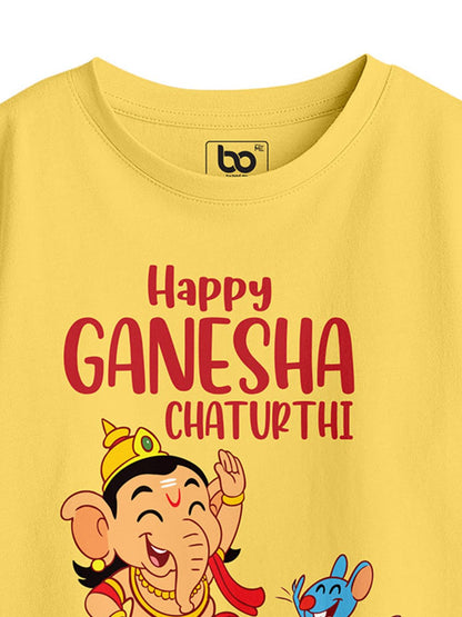 Bon Organik Girls Regular Fit T-Shirt (BON15099_G_Yellow