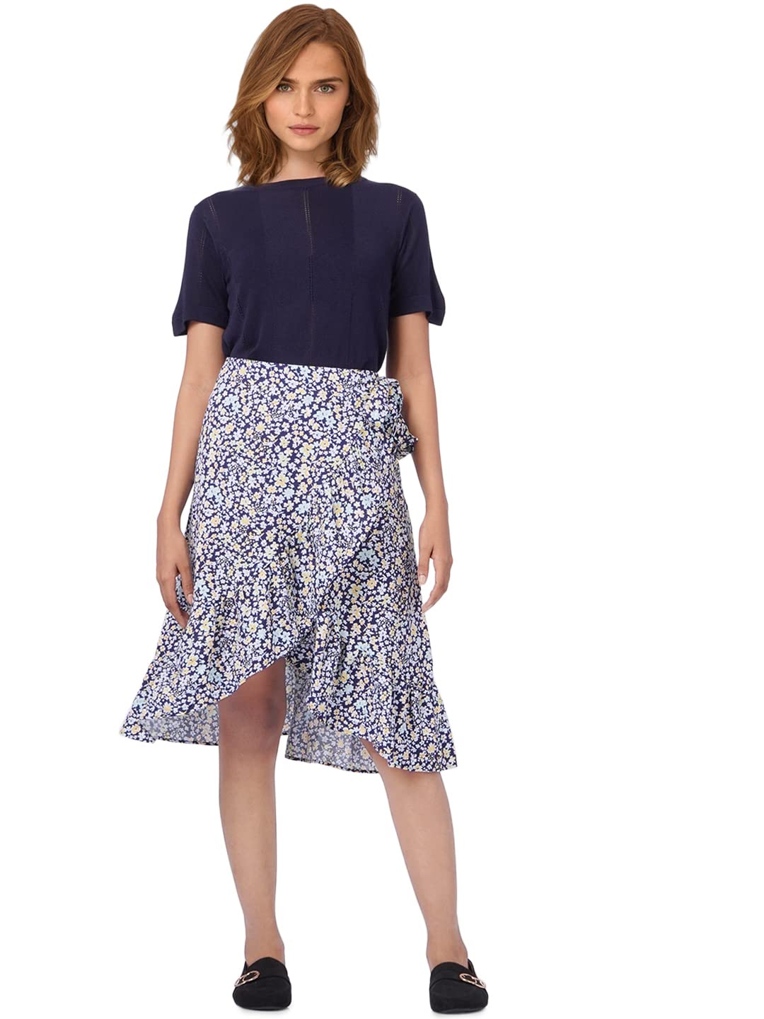 Vero Moda WomenS Knee Length Blue Skirt_Medium